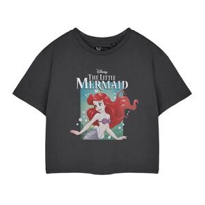 The Little Mermaid Womens/Ladies Ariel Bubbles Short-Sleeved Crop Top / Charcoal